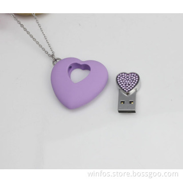 Crystal Double Heart USB